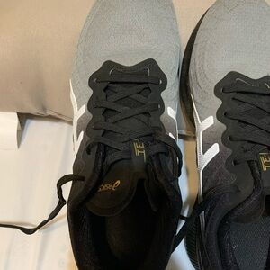 Asics Black and Gray Athletic Shoes with Mesh Upper